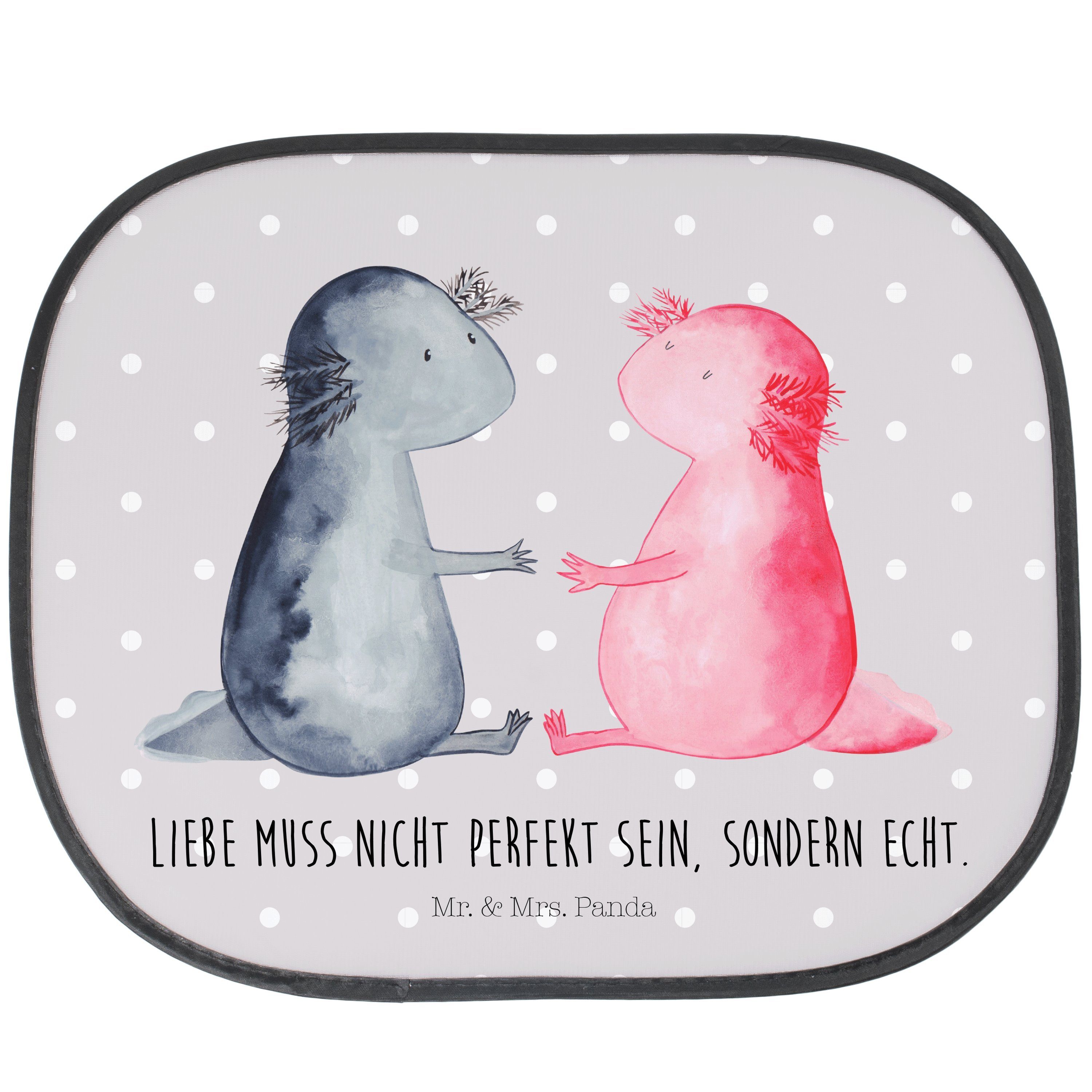 Sonnenschutz Axolotl Liebe - Grau Pastell - Geschenk, große Liebe, Sonnenschutzfol, Mr. & Mrs. Panda, Seidenmatt