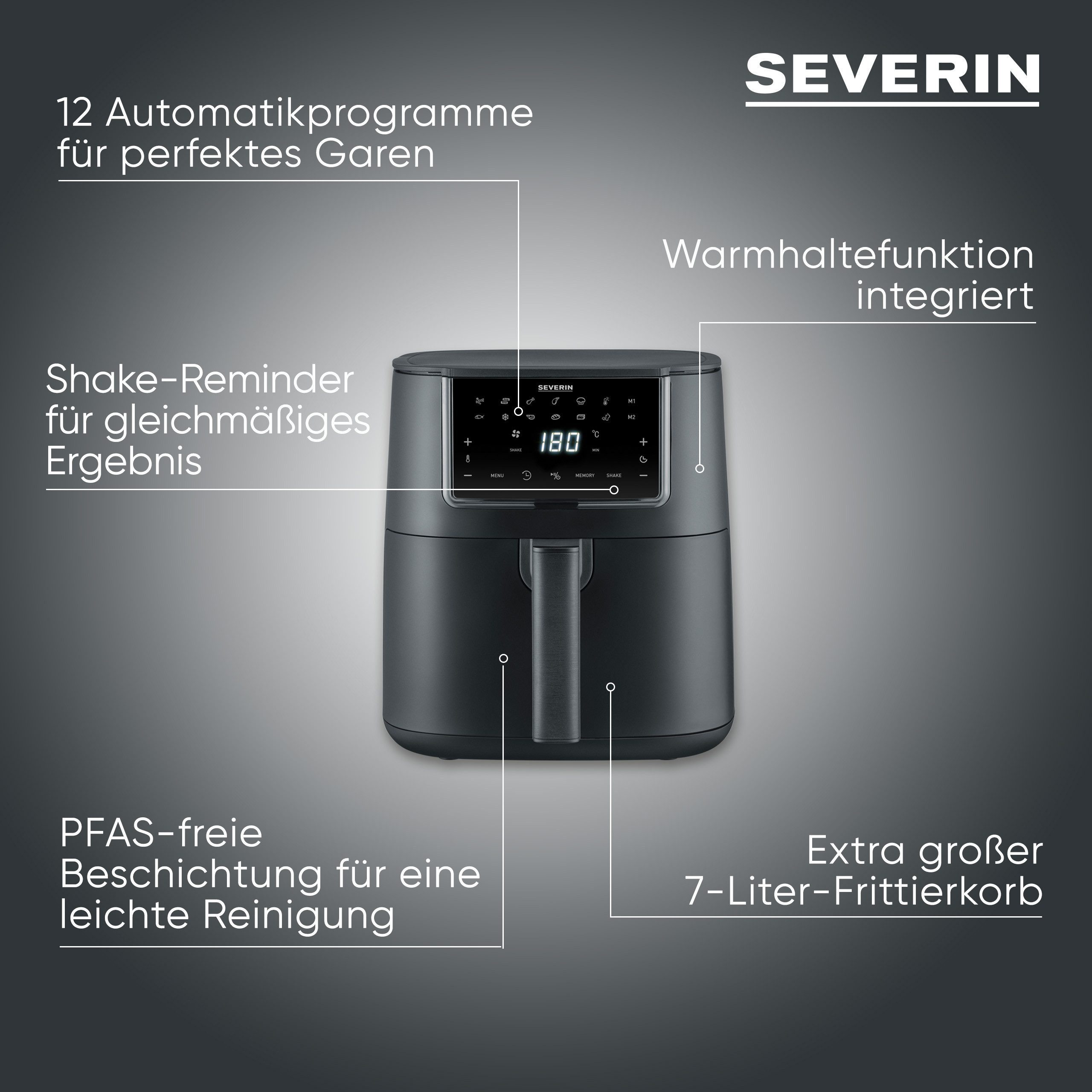 Severin Heißluftfritteuse FR 2462 7 l "Single XXL", 1700 W