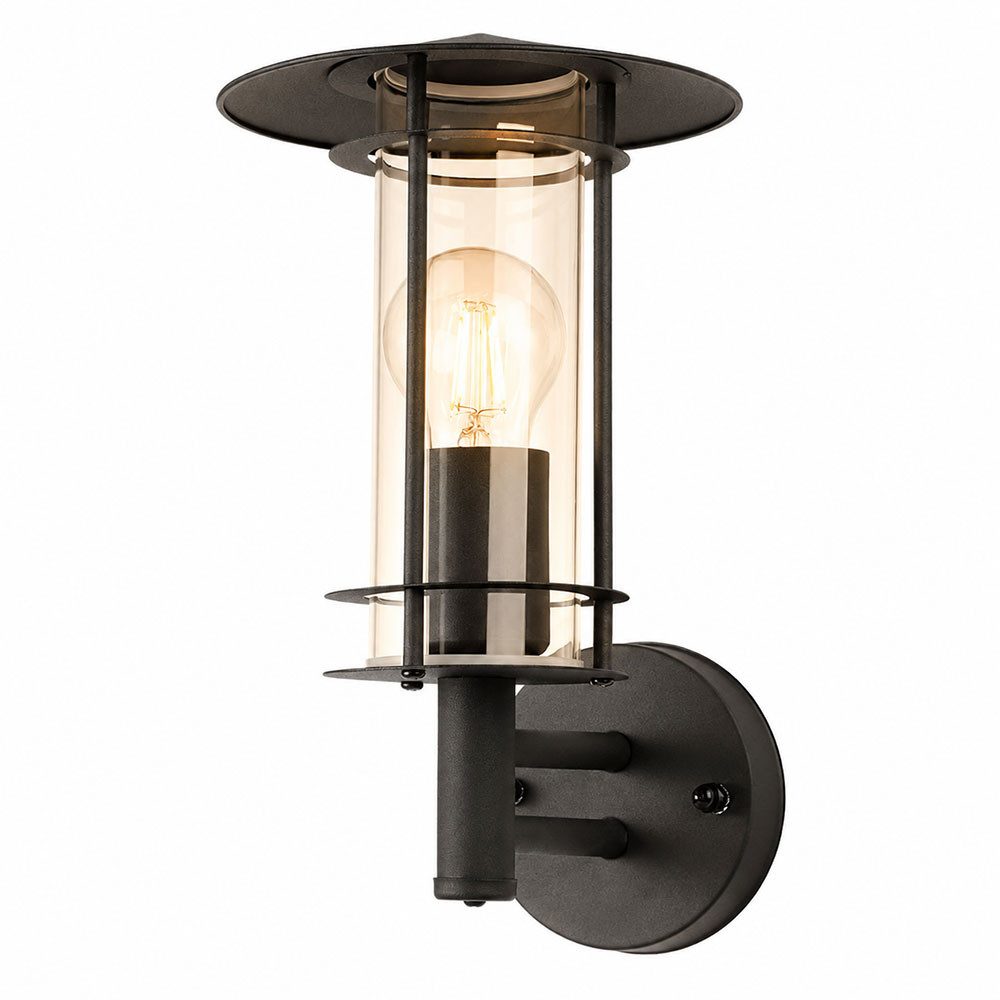 EGLO Wandleuchte, Leuchtmittel nicht inklusive, Wandleuchte Außen Edelstahl Gartenleuchte Wandlampe Glas schwarz IP44