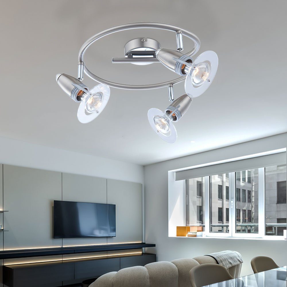 GLOBO LIGHTING Deckenspot, Leuchtmittel nicht inklusive, Decken Lampe Metall Chrom Leuchte Nickel Matt Spots Beweglich Schlaf