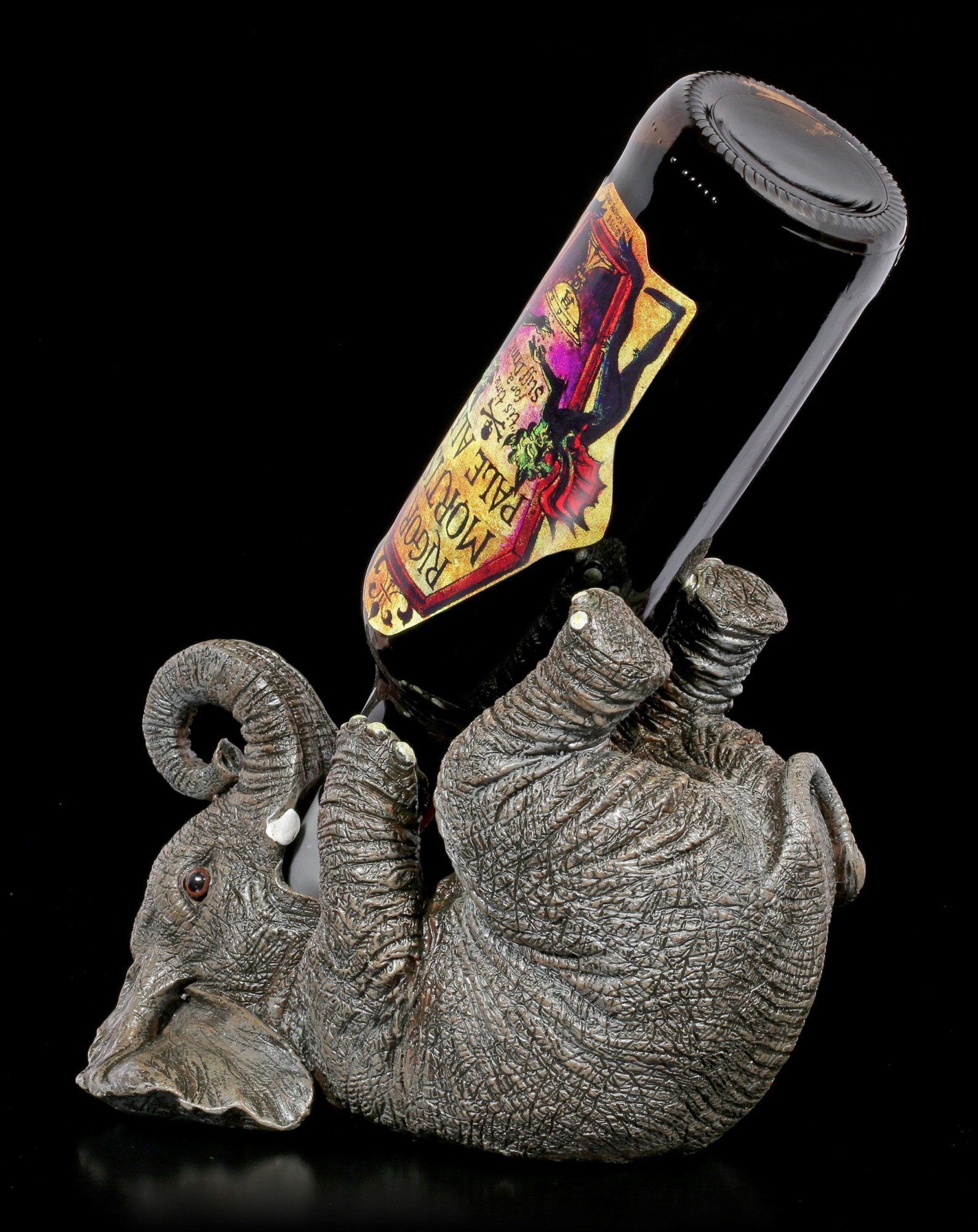 Figuren Shop GmbH Dekofigur Witziger Elefant als Flaschenhalter - Figur Deko Geschenk Afrika