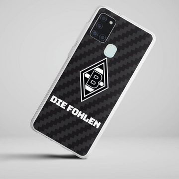 DeinDesign Handyhülle Borussia Mönchengladbach Carbon Gladbach Die Fohlen Carbon, Samsung Galaxy A21s Silikon Hülle Bumper Case Handy Schutzhülle