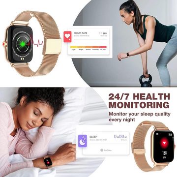 Colesma Smartwatch (1,69 Zoll, iOS Android), Damen HD Fitnessuhr Tracker mit Telefonfunktion IP67 Wasserdicht Uhr