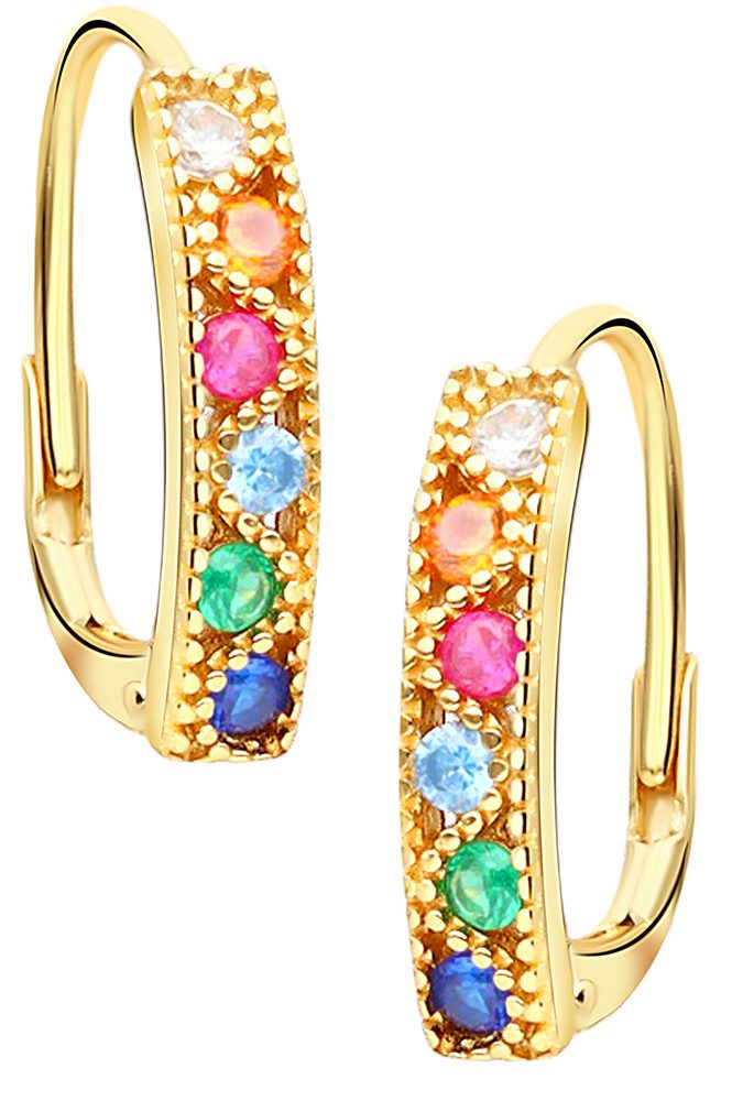 Limana Paar Creolen 925 Silber bunte gold goldene Ohrringe Schmuck für Damen Frauen (Ohrhänger Brisur, inkl. Schmuckbox, Muttertag Geburtstag), Weihnachtsgeschenk Weihnachten Geschenk für Ehefrau Freundin Mutter