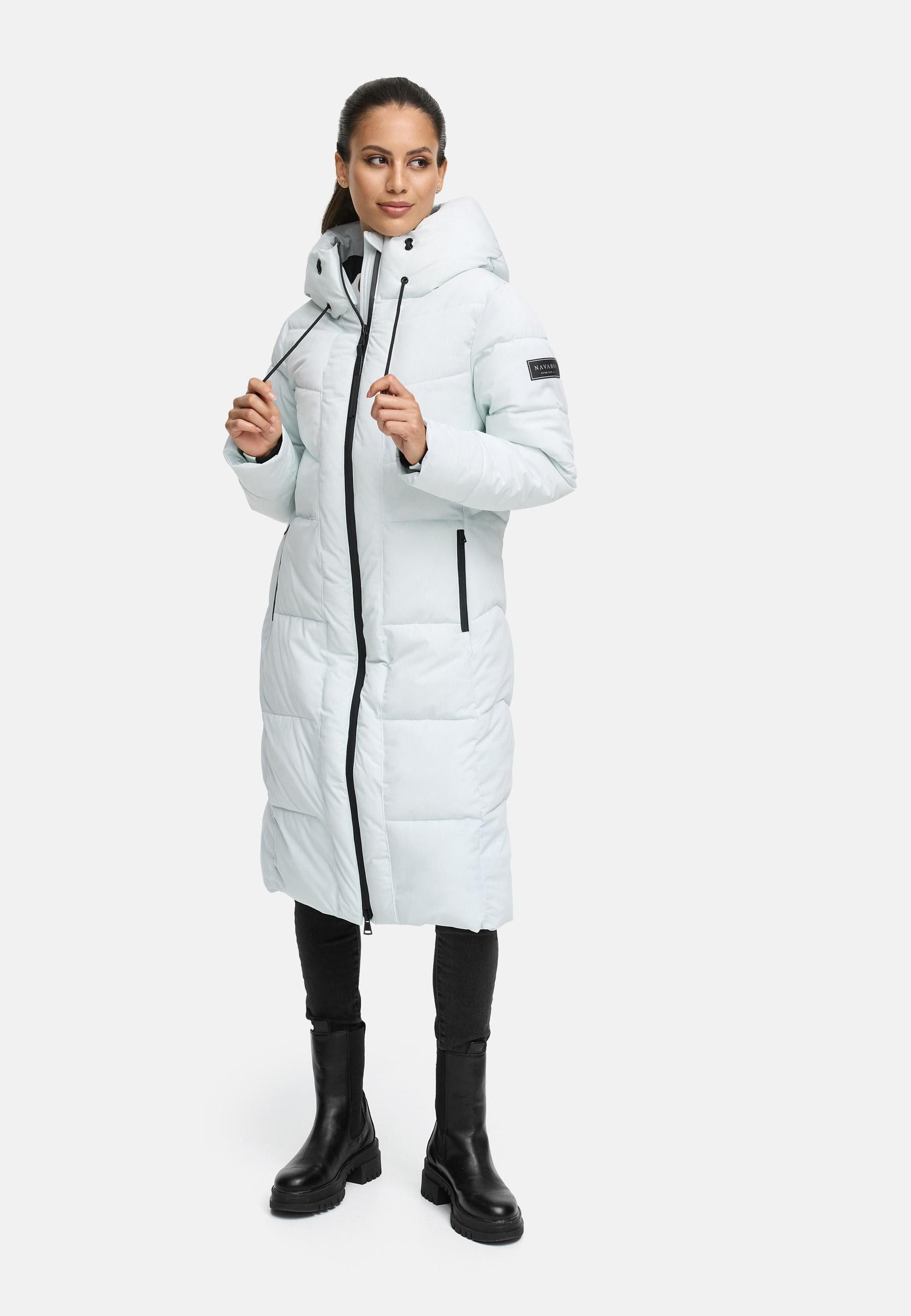 Navahoo Steppmantel Schokokuss XIV Warmer Damen gesteppter Wintermantel mit Kapuze