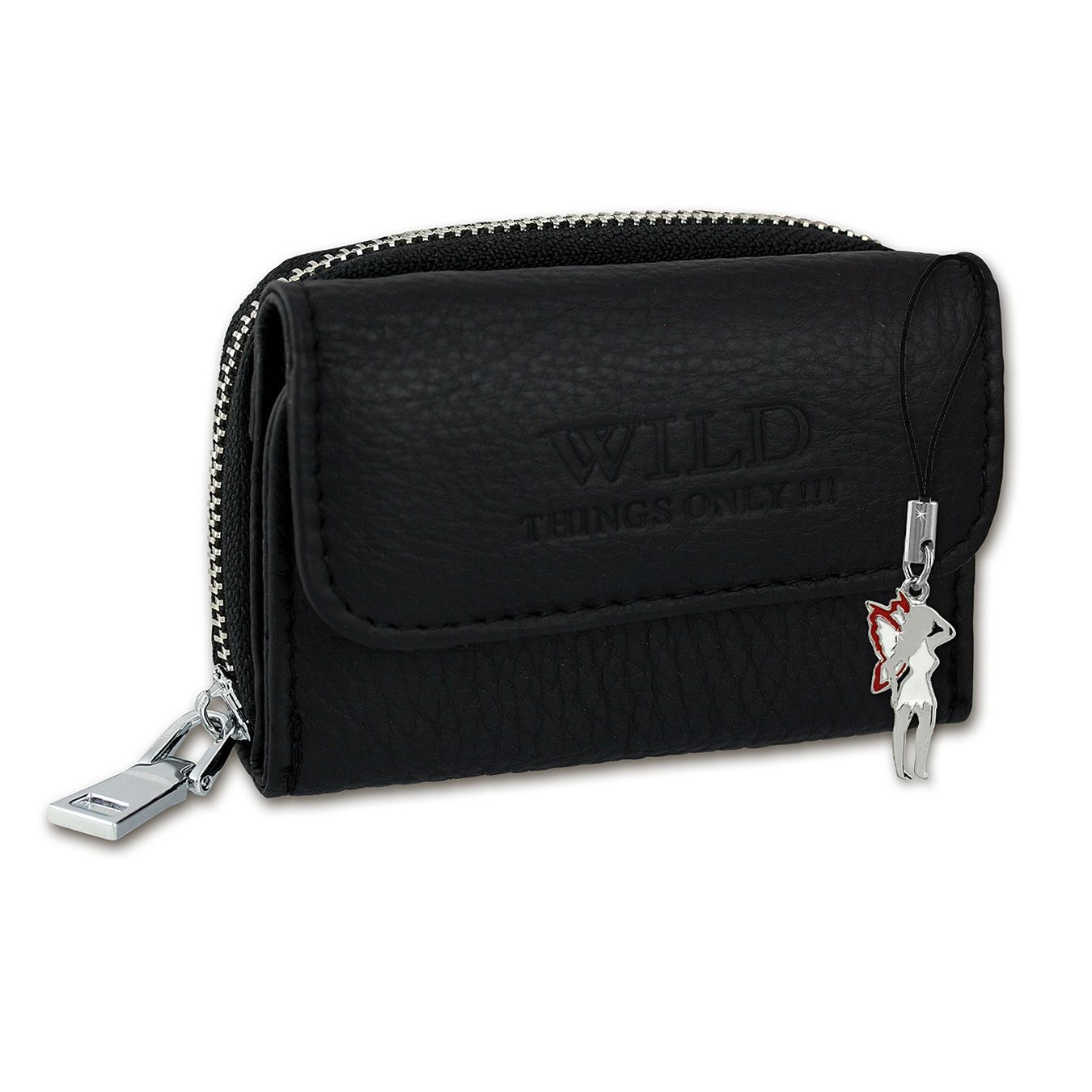 Wild Things Only !!! Mini Geldbörse Wild Things Only Unisex Minibörse (Minibörse, Minibörse), Herren, Damen, Jugend Geldbörse aus Echtleder in schwarz, ca. 9cm Brei