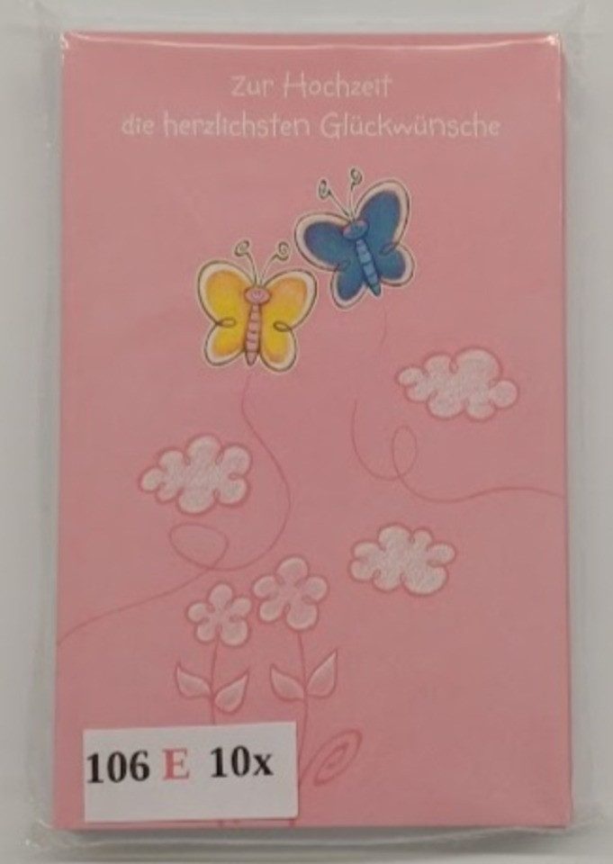 LYSCO Grußkarten 10 Glückwunschkarten Glückwünsche Hochzeit + DIN A6 Umschlag, Glückwunschkarten Geschenk Vermählung Feier, 4seitig - klappbar