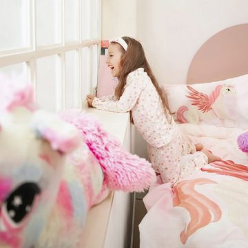Bettwäsche Renforcé Bettwäsche 135x200 cm Unicone Pink, Little Monster, Baumwolle, 2 teilig, kinderbettwäsche 135x200 kinder bettwäsche 135x200 einhorn bettwäsche