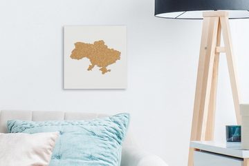 OneMillionCanvasses® Leinwandbild Illustration der Ukraine in Kork, (1 St), Leinwand Bilder für Wohnzimmer Schlafzimmer