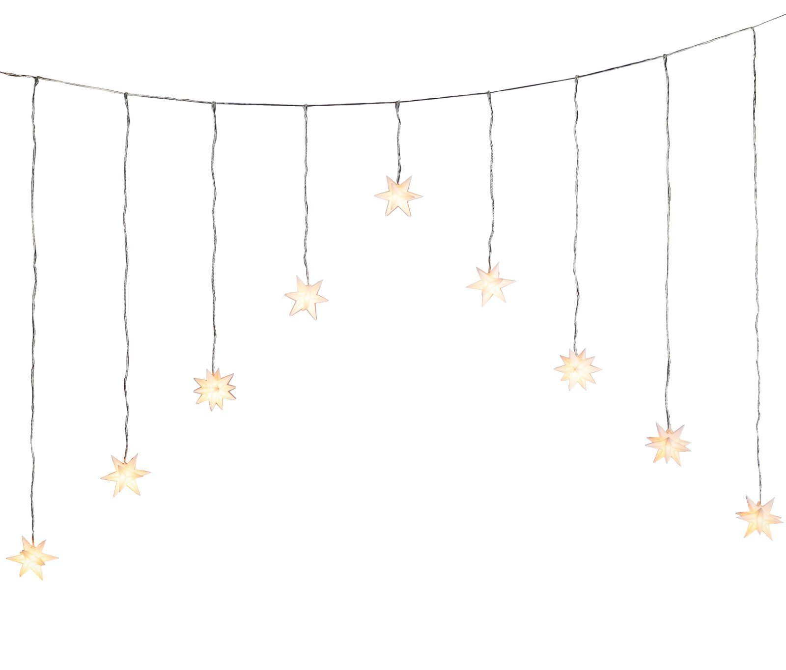 Meinposten LED-Lichtervorhang Sternenvorhang weiße Lichtervorhang warmweiß 120x160 9 LED Sterne 3D Lichterkette cm
