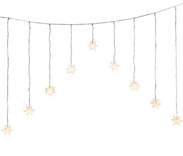 Meinposten LED-Lichtervorhang Sternenvorhang LED warmweiß Lichtervorhang Lichterkette 120x160 cm, 9 weiße 3D Sterne