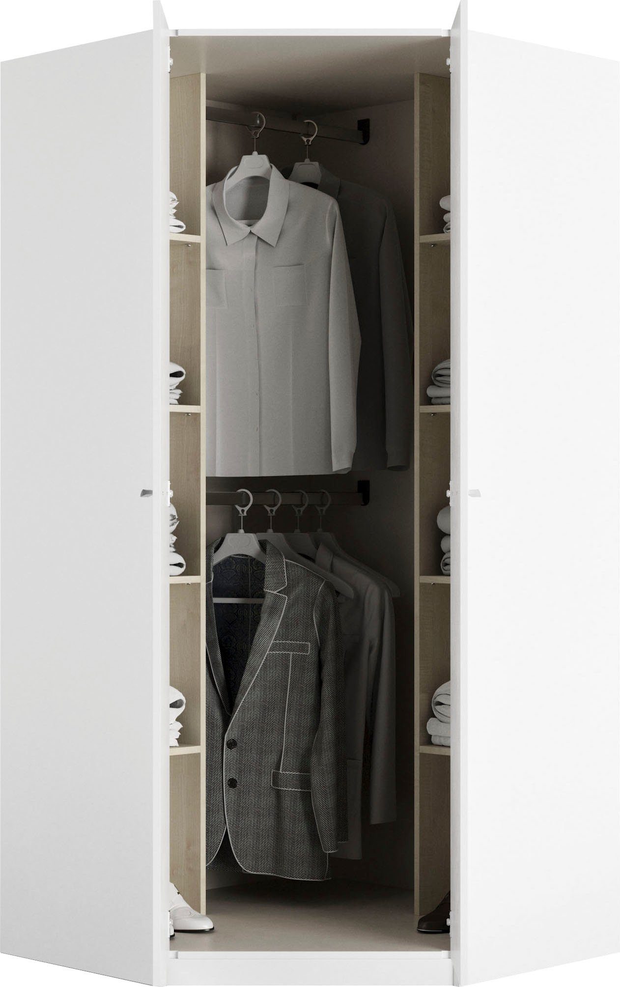 priess Eckkleiderschrank Barcelona Kleiderschrank Ecklösung Raumwunder in 2 Tiefen Schrank Eckschrank Garderobe – Bild 5 von 5