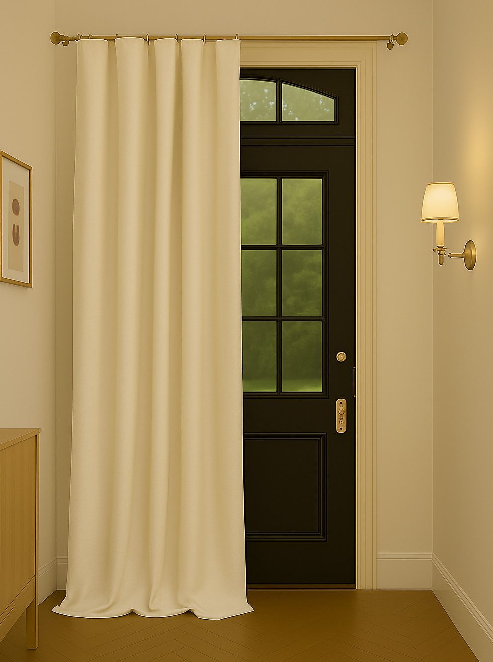 novumfix Vorhang Filzvorhang Softfilz Kälteschutz beige Kräuselband, Akusti günstig online kaufen