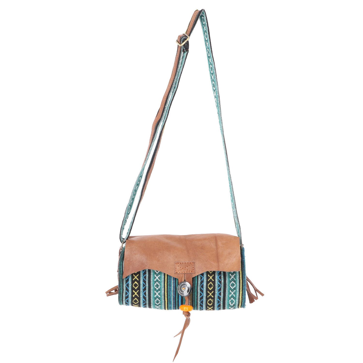 Guru-Shop Schultertasche Ethno Schultertasche mit Leder, Nepaltasche -.. – Bild 4 von 4