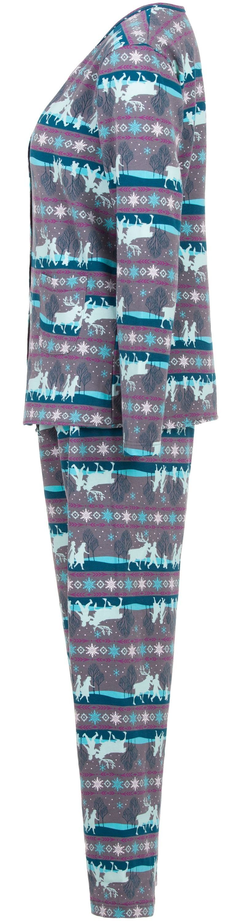 zeitlos Schlafanzug Pyjama Set Thermo - Wald Knopfleiste günstig online kaufen