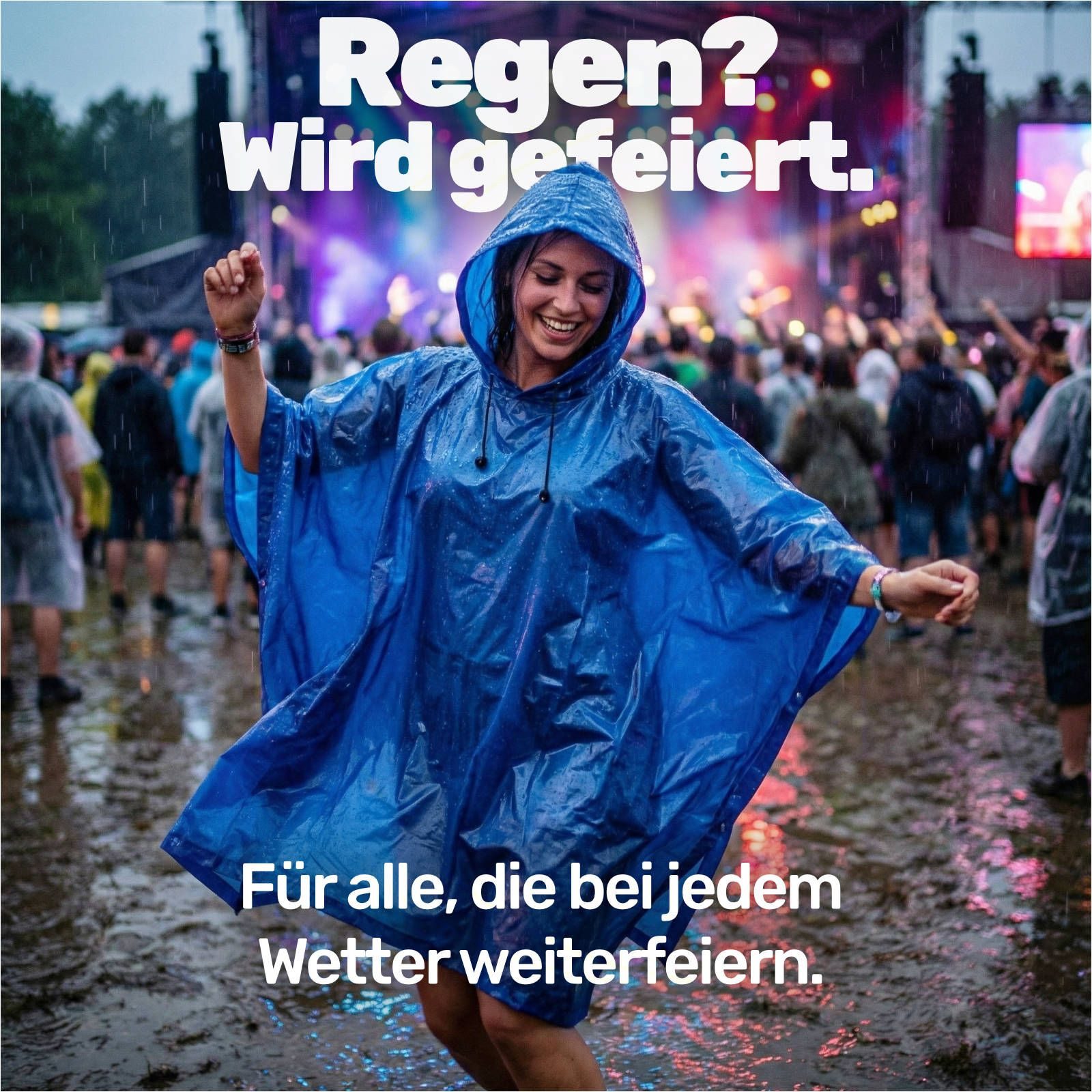 Gravidus Regenponcho Regenponcho mit Kapuze blau Unisex (1-St) – Bild 4 von 5