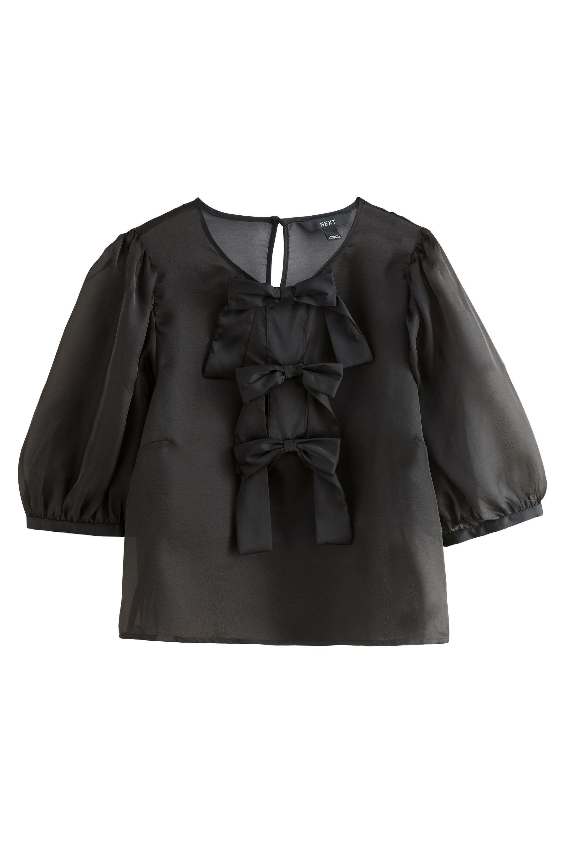 Next Kurzarmbluse Schluppenbluse mit transparenten Puffärmeln (1-tlg) günstig online kaufen