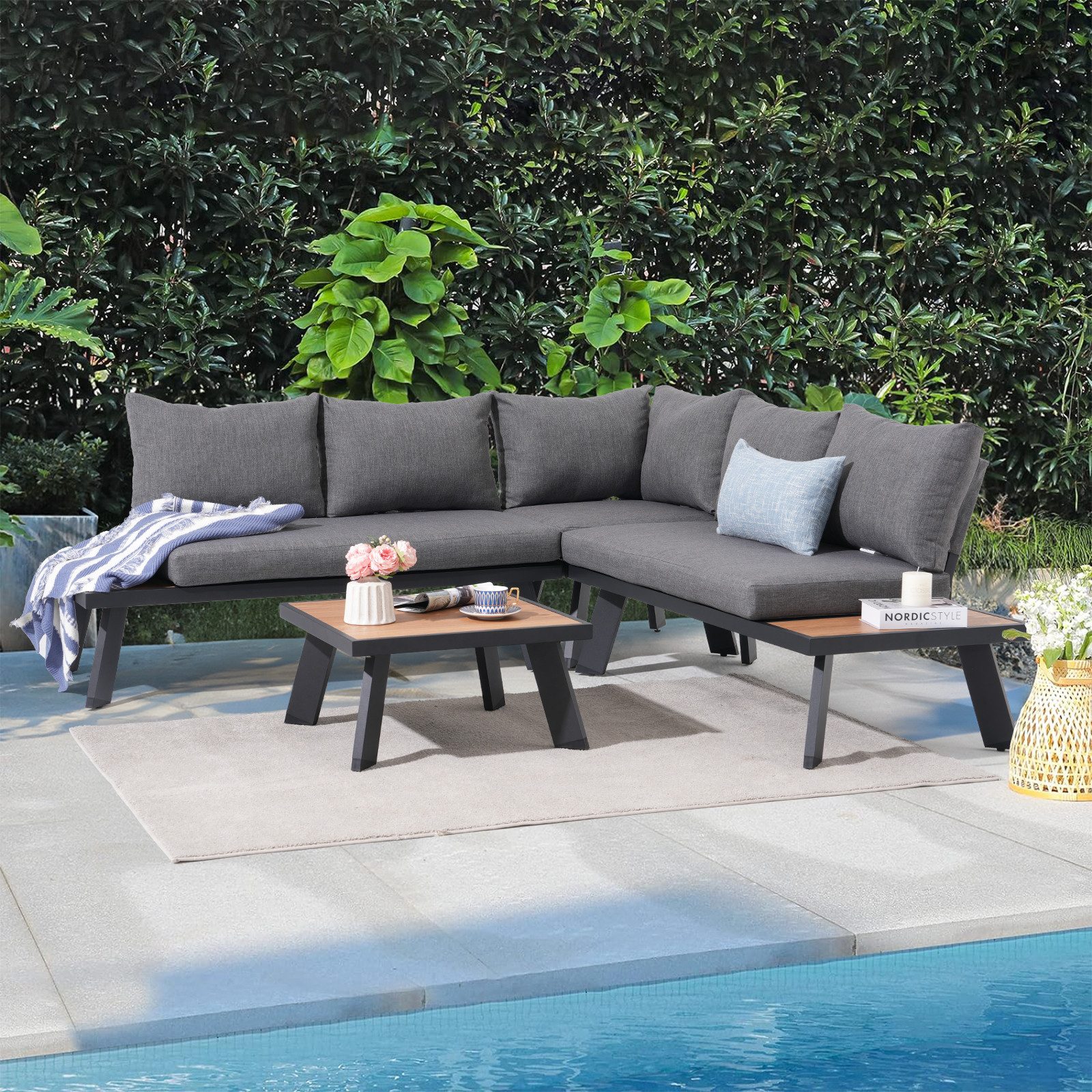 JOIVI Gartenlounge-Set Gartenlounge Set aus Aluminium, günstig online kaufen