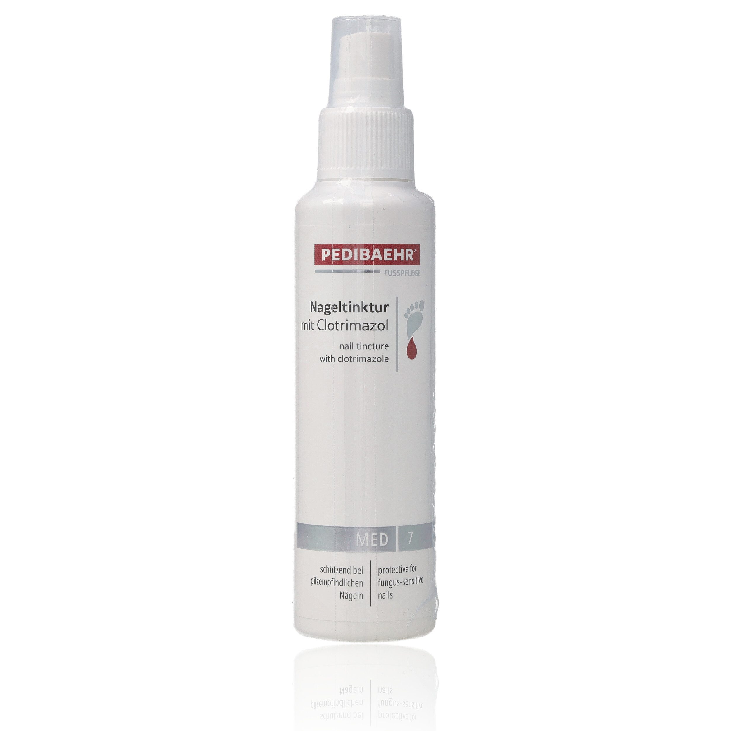 Pedibaehr Nagelpilz-Behandlungsstift Pedibaehr MED Nageltinktur mit Clotrimazol 100ml, 1-tlg., mit Joojobaöl & Bisabolol, pflegt & glättet spröde Nägel nachhaltig