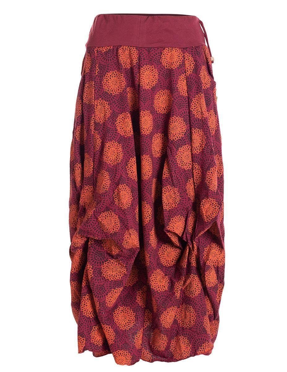 Vishes Maxirock Langer Damen Ballon-Rock Pump-Rock Baumwolle Blüten-Muster Retro Style, Sweat-Rock
