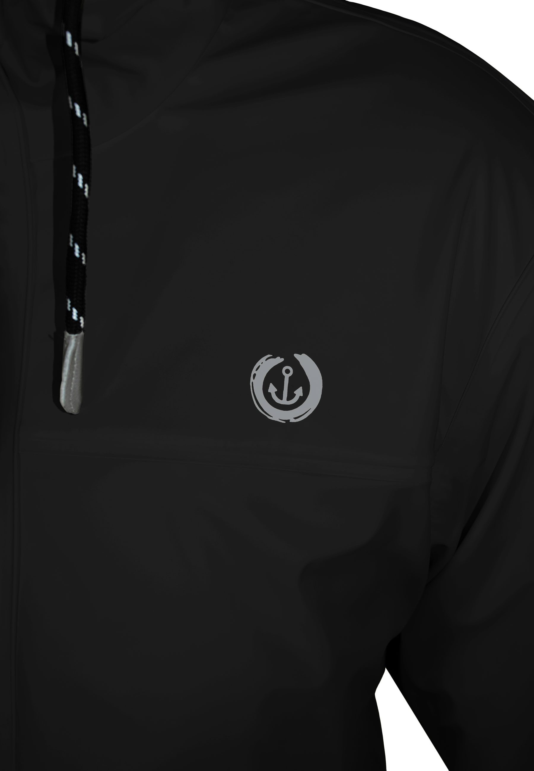 MADSea Regenjacke Regenjacke gefüttert schwarz Regenparka mit kuscheligem Fleece-Innenfutter