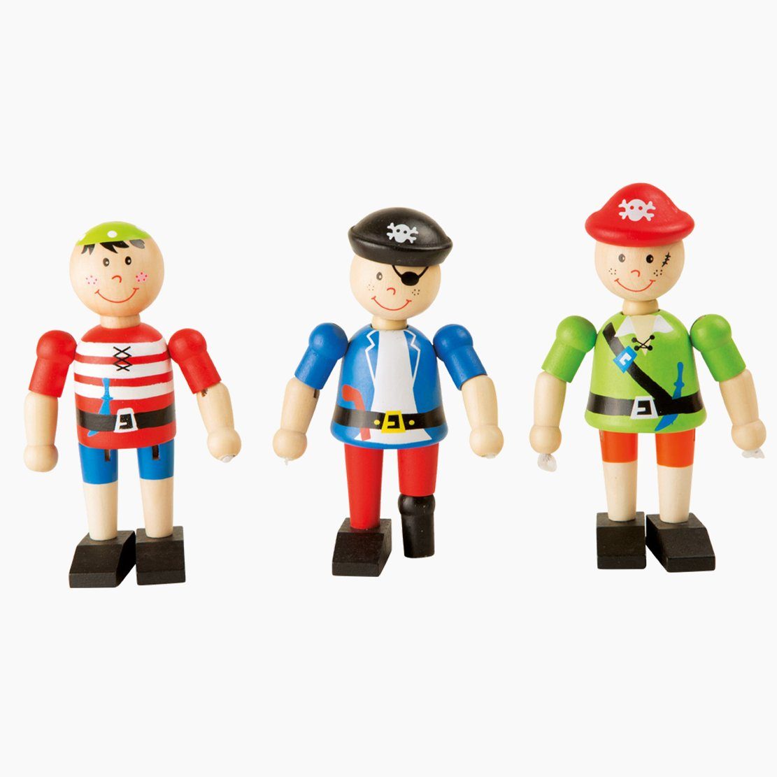 Small Foot Biegepuppe Holzfiguren Piraten Set (Spar-Set, 3-tlg., set), Perfekte Ergänzung für Piraten- und Abenteuerspiele