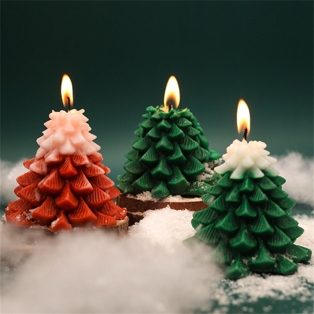 Kreative 3er-Set, Ornament Christbaumkerzen Weihnachtsbaum-Kerze DÖRÖY Weihnachts-Duftkerze