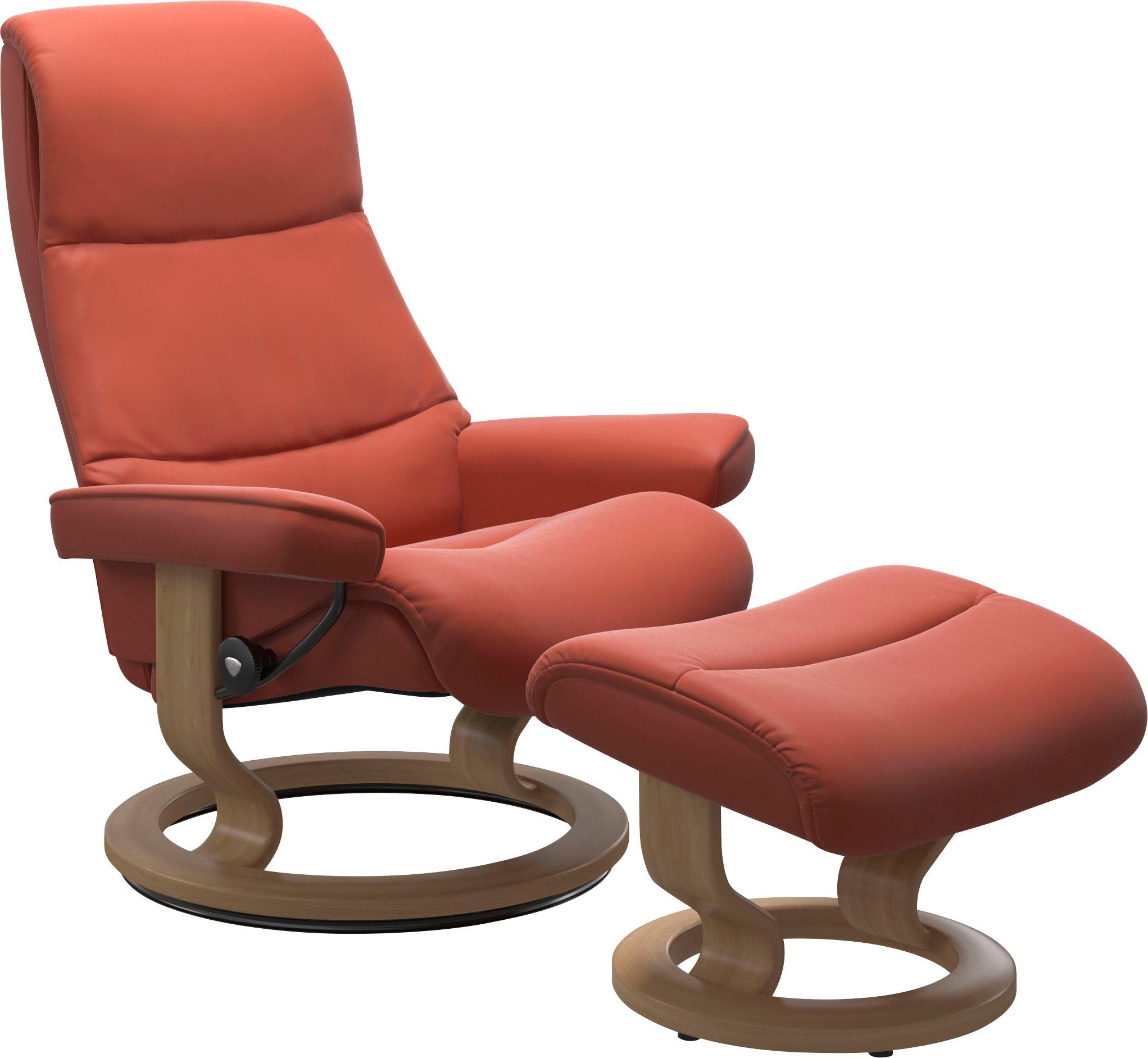 Eiche Stressless® View Größe Base, mit Relaxsessel Classic mit Hocker), (Set, L,Gestell Relaxsessel