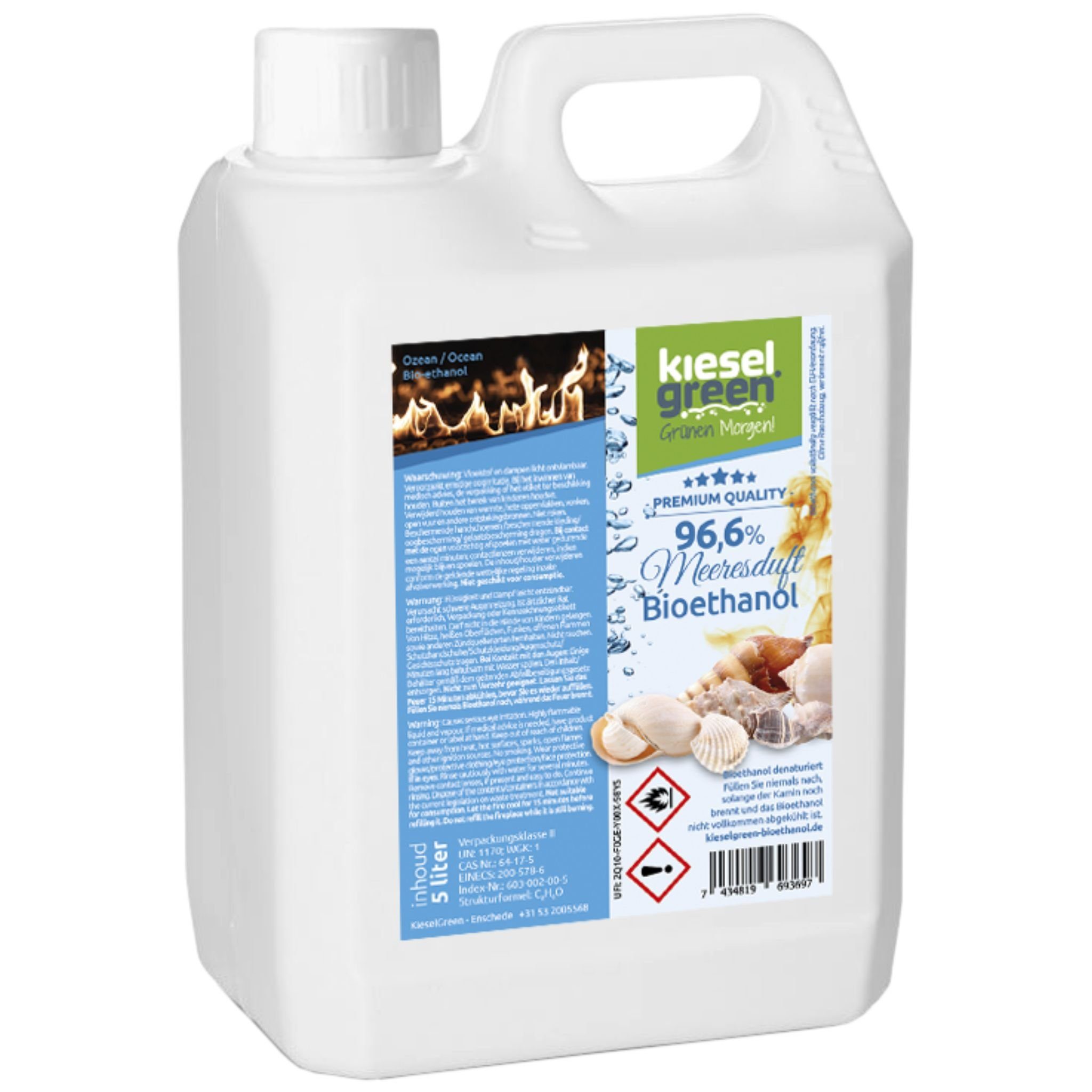 KieselGreen Bioethanol KieselGreen Bioethanol 5/10/25/50 Liter mit Duft für Ethanol-Kamin, 5 l