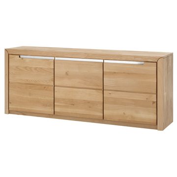 Lomadox Wohnwand FOGGIA-52, (3-St., 3-tlg), in Wildeiche massiv mit Wandboard Highboard TV Schrank mit Softclose