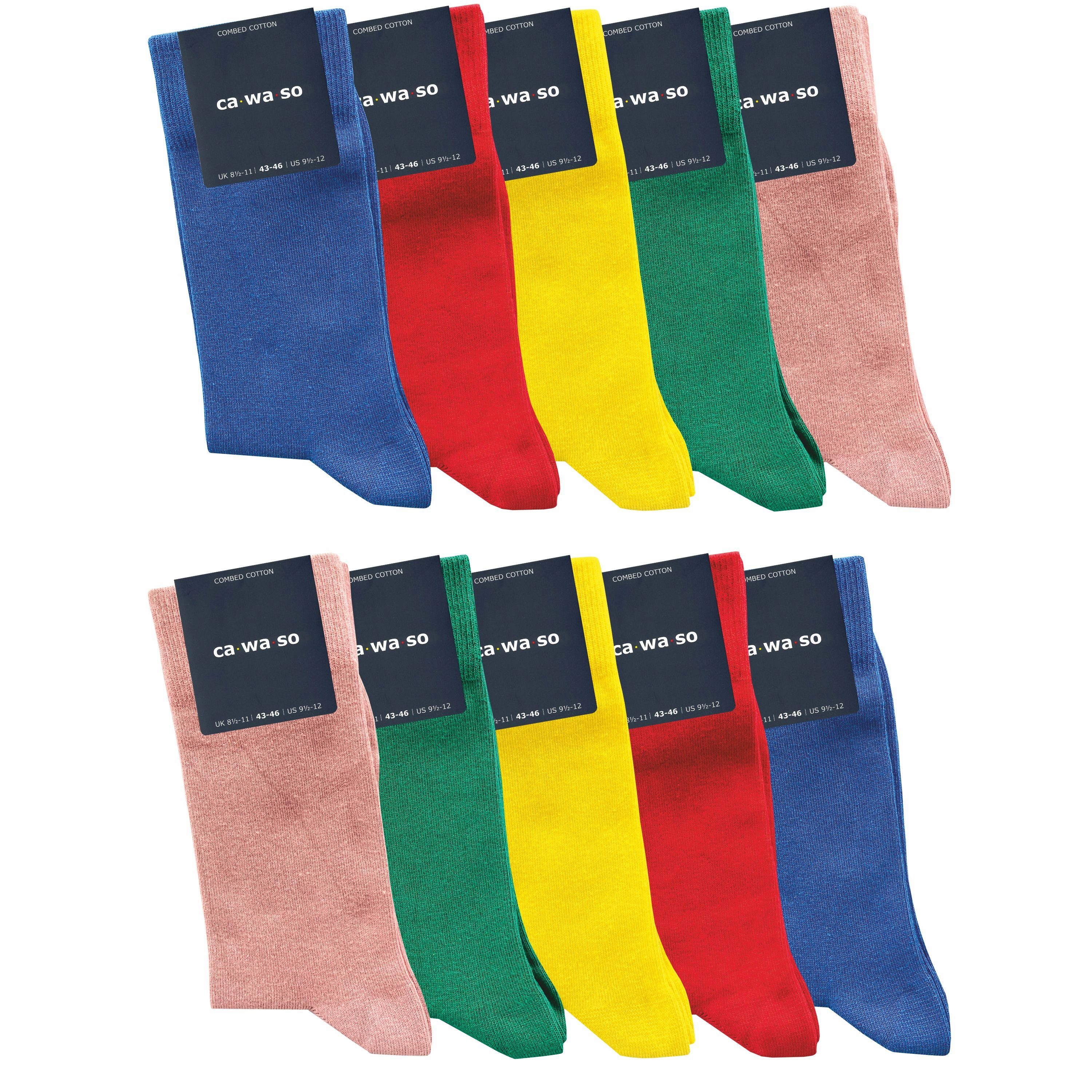 ca·wa·so Socken für Damen & Herren - bequem & weich - aus doppelt gekämmter Baumwolle (10 Paar) Socken in schwarz, bunt, grau, blau und weiteren Farben