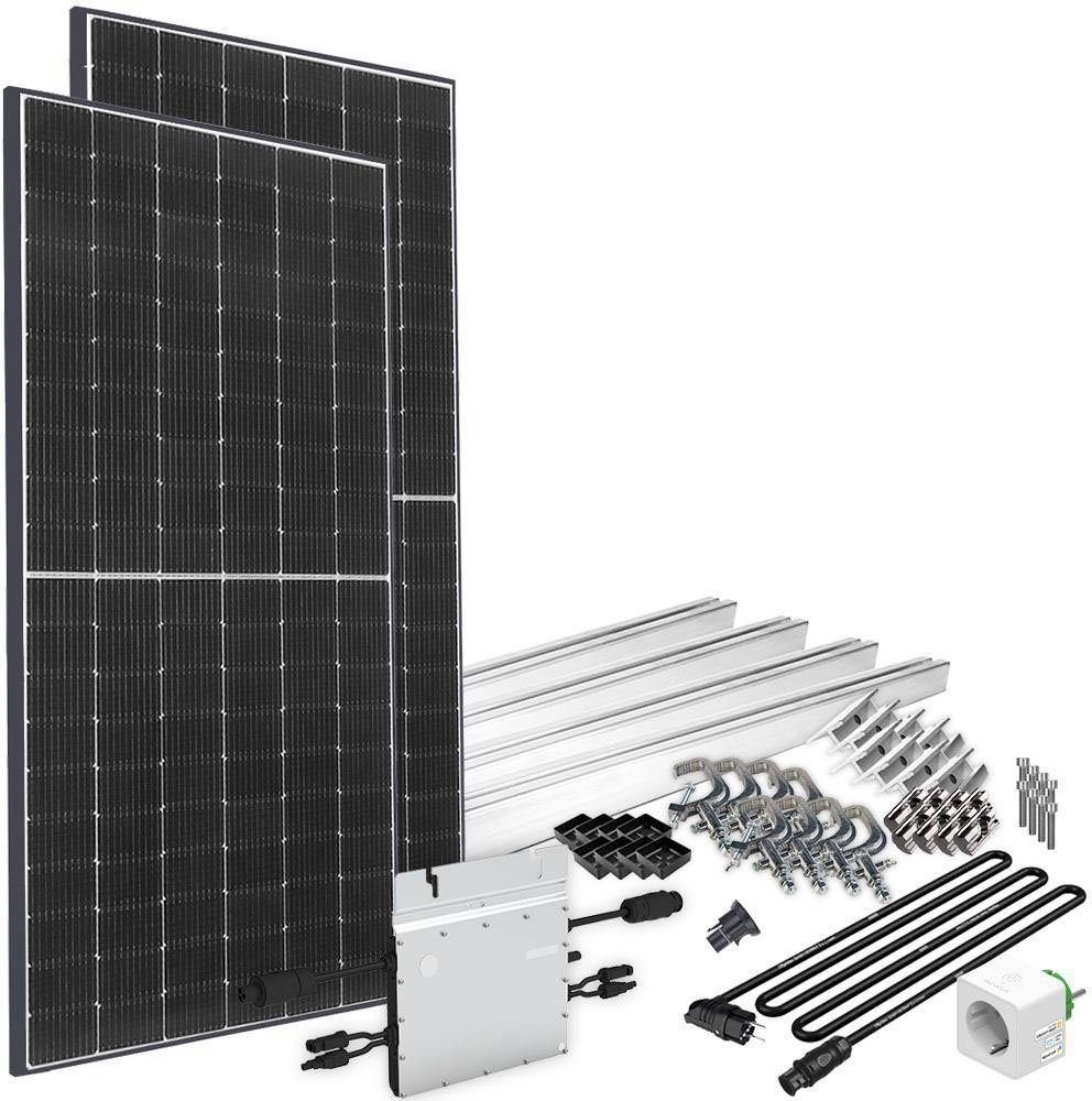 Solaranlage 415 Solar-Direct für Monokristallin, Kabel, 830W Balkongeländer, W, offgridtec Schukosteckdose, HM-800, 10m Stromzähler Montageset