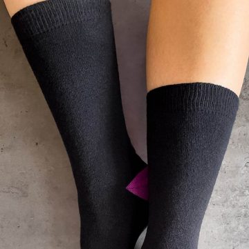 OCCULTO Basicsocken Damen Baumwollsocken 10er Pack (Modell: Gertrud) Blk-Pnk 35-38 (10-Paar)