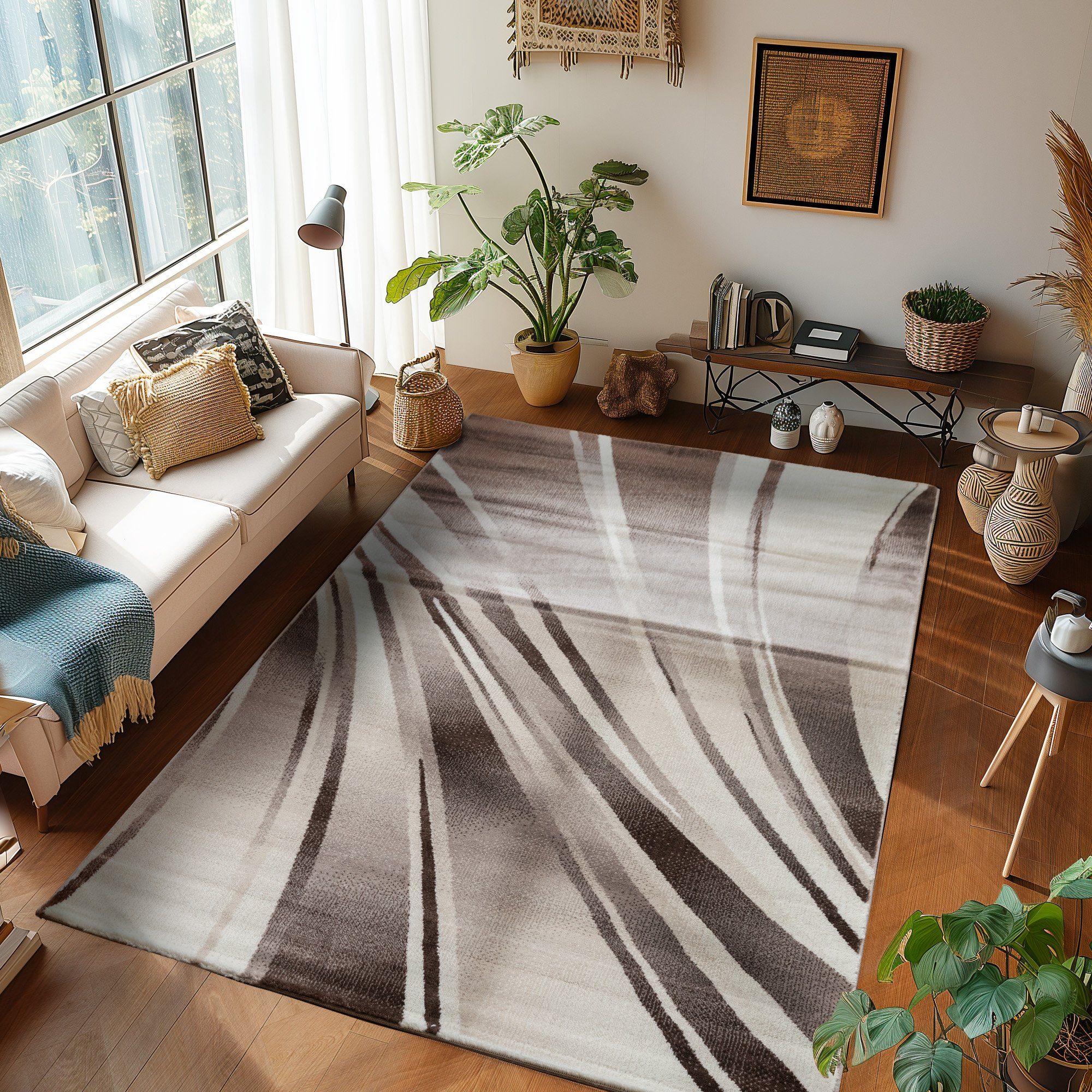 SIMPEX24 Designteppich Abstrakt Wellen Design, Läufer, Höhe: 12 mm, Kurzflo günstig online kaufen