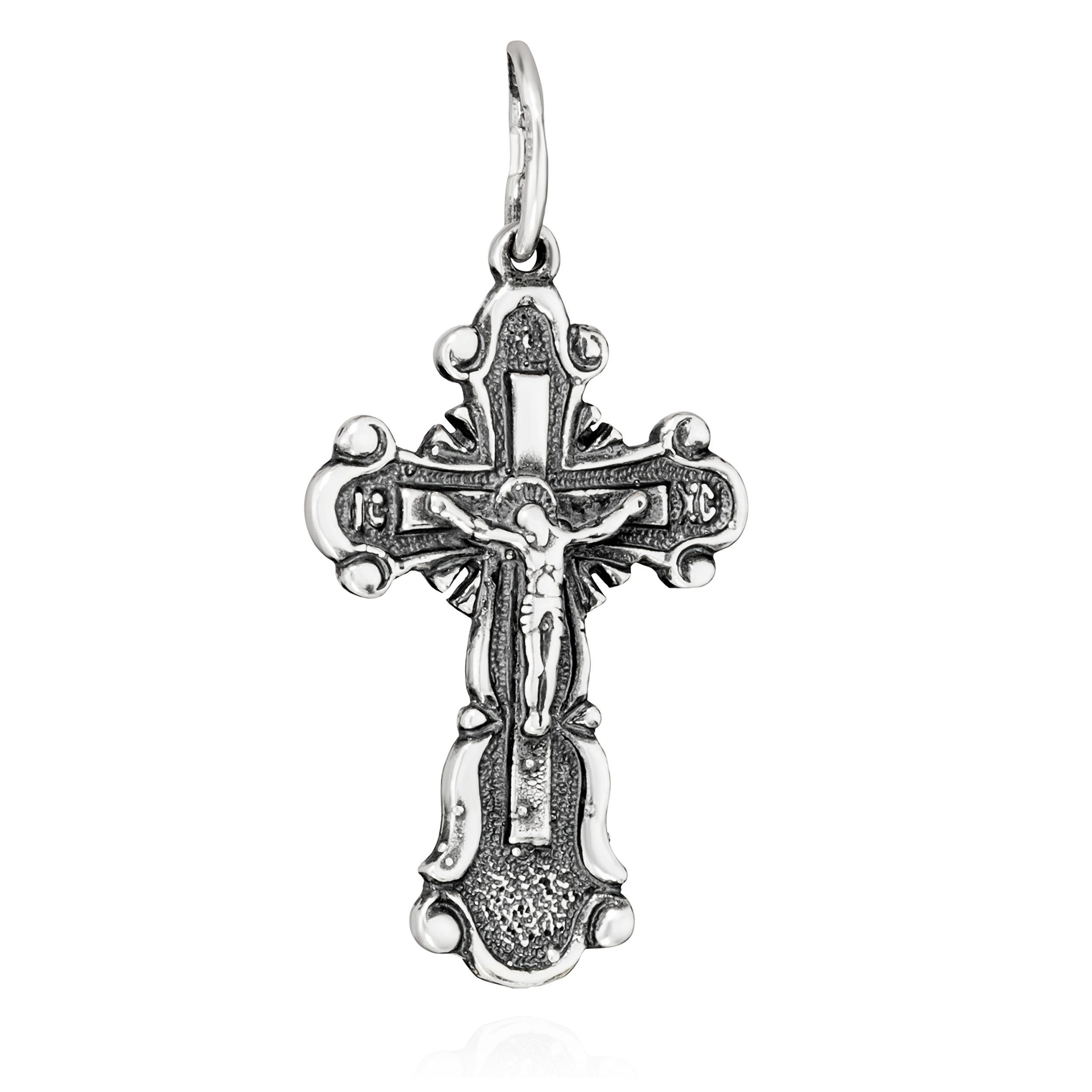 Kreuzanhänger Kettenanhänger Jesus Kreuz 925 Silber Orthodoxe An