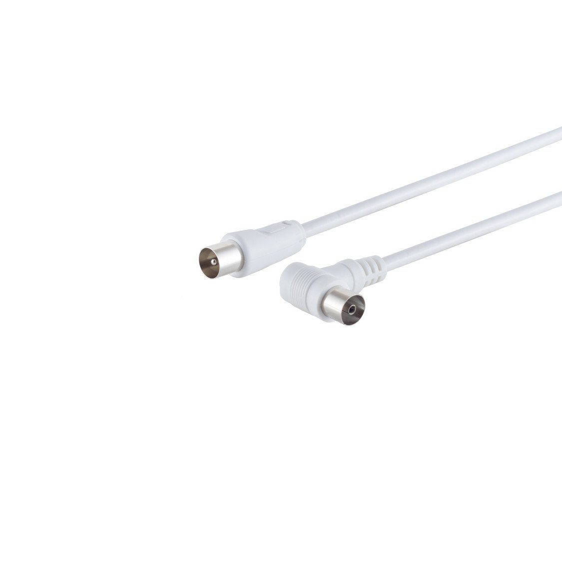 S/CONN maximum connectivity® Koax-Kabelverbinder Antennenkabel, Winkel/ Gerade, >80 dB, weiß, 5m