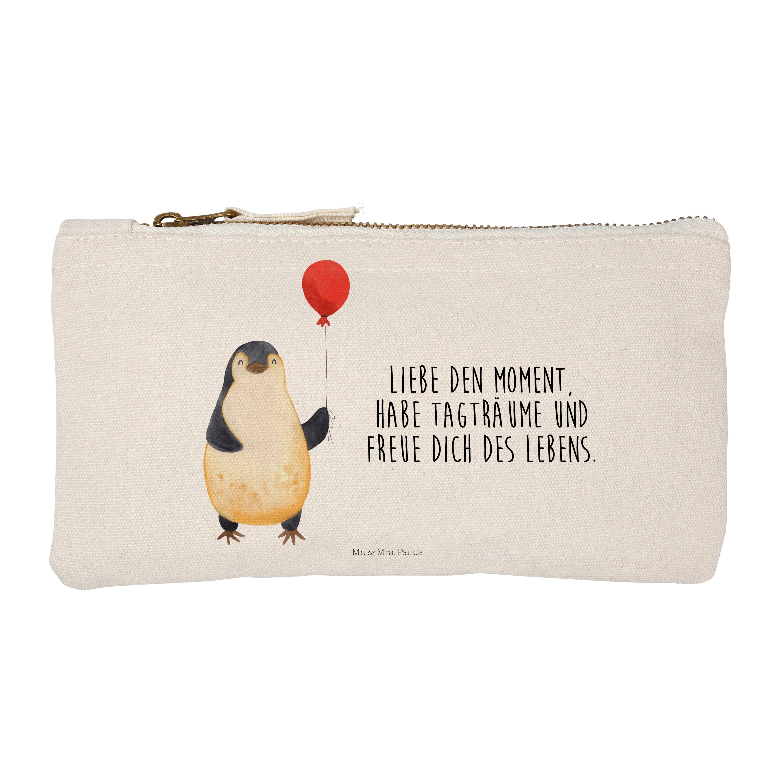 Mr. & Mrs. Panda - Etui, Kosmetiktasche Kind, Glück, (1-tlg) Weiß - Pinguin Luftballon Geschenk, beste Freund