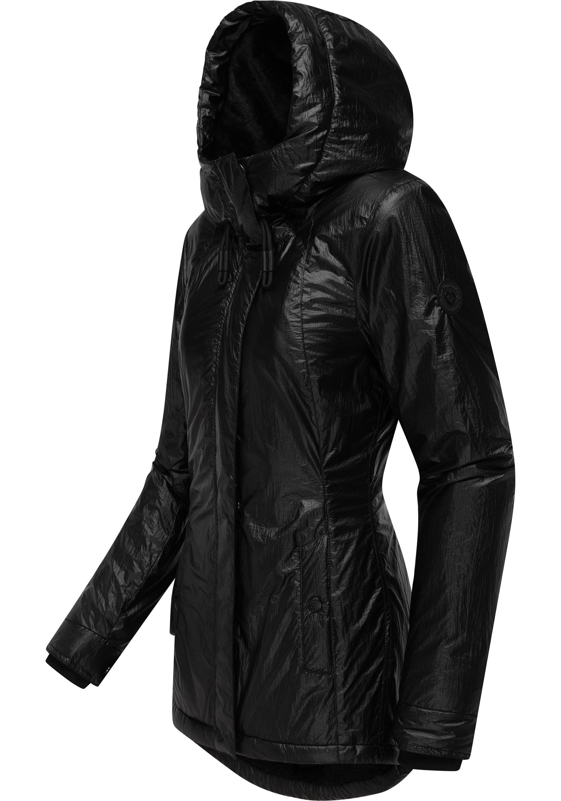 Ragwear Winterjacke Monadde Bling Glänzende warme Jacke mit Kapuze