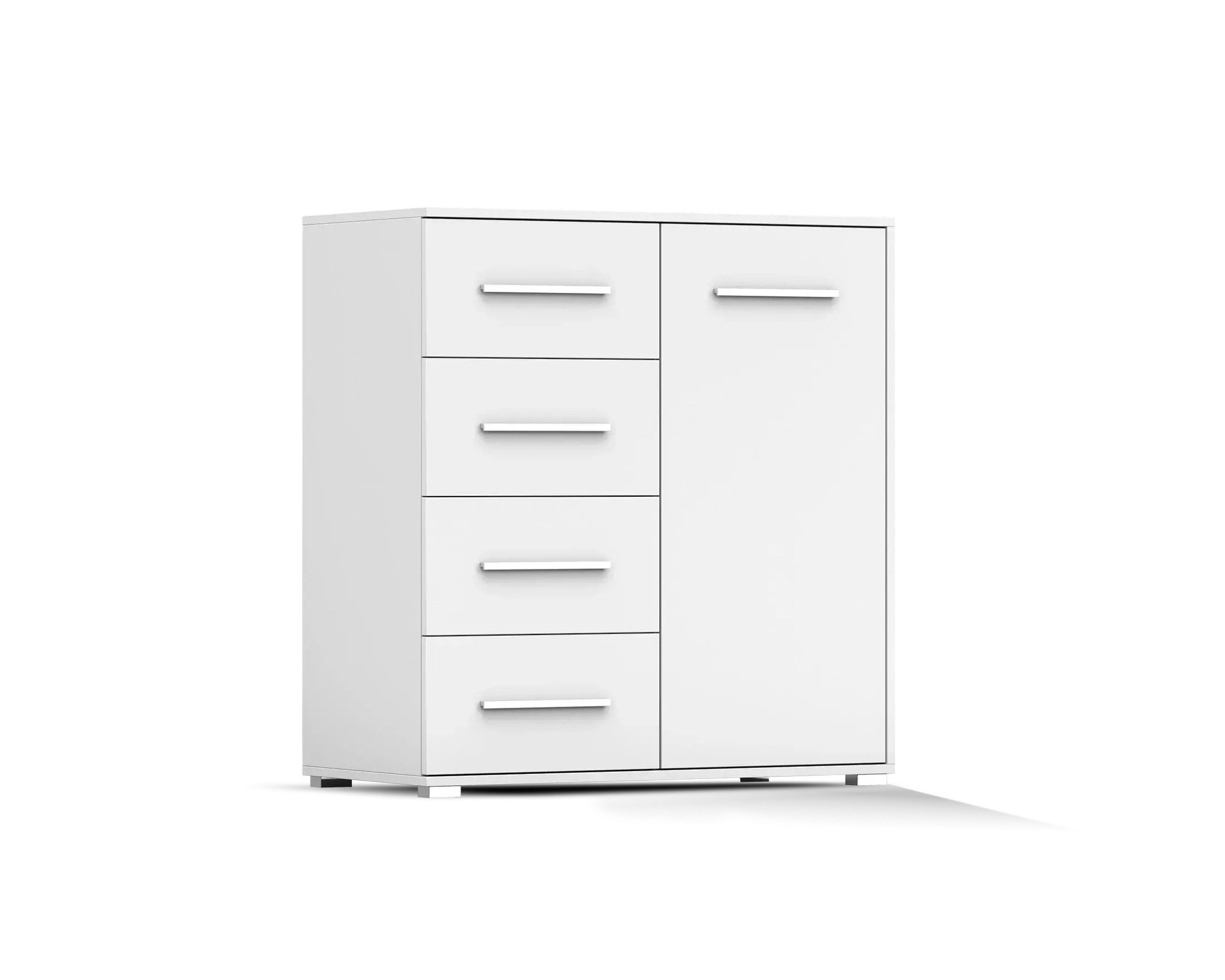 Deine Möbel 24 Kommode FAMI mini 90 cm breit Weiß Eiche Sonoma (Set, 1 St), Laminatplatte 16 cm