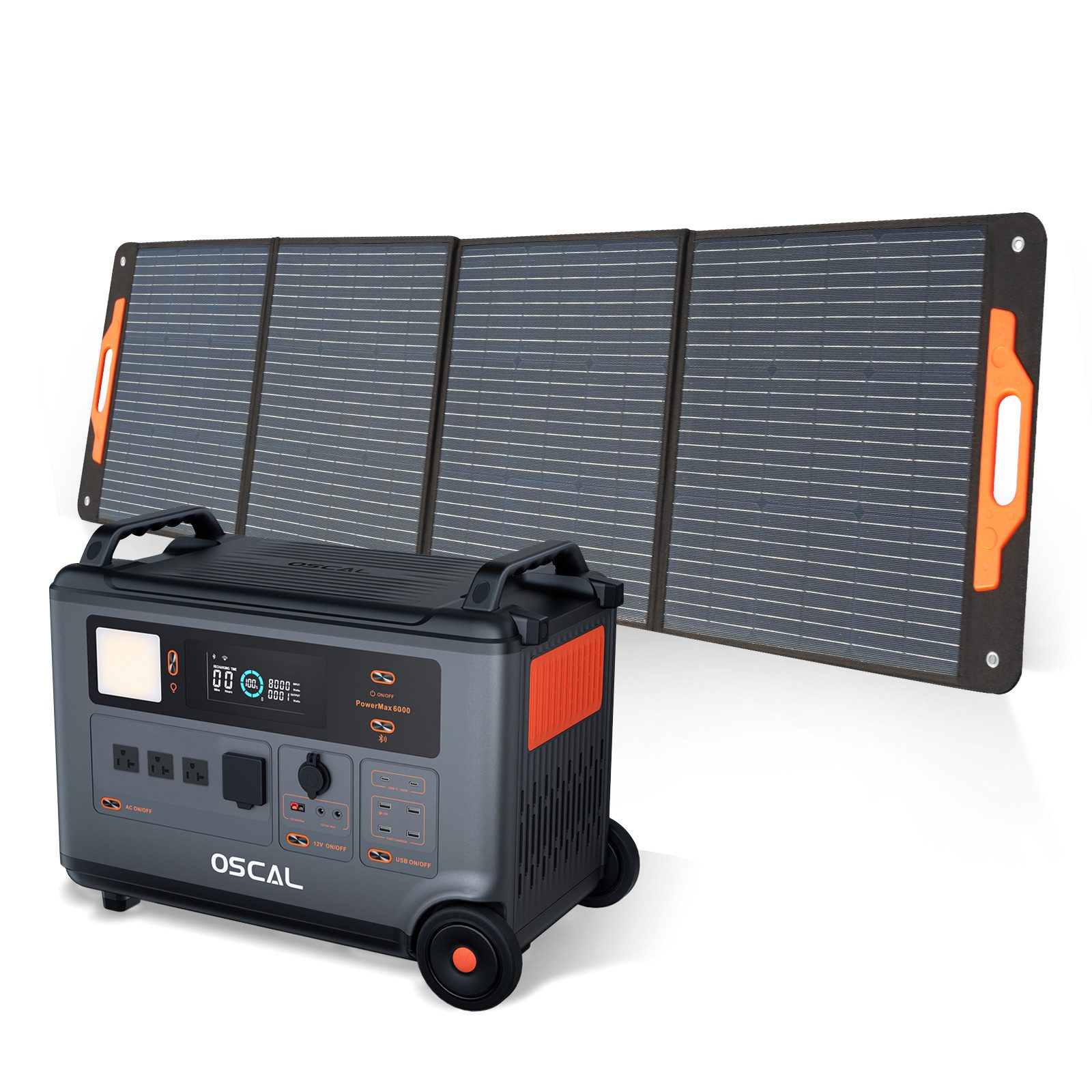OSCAL Stromerzeuger PowerMax 3600W/6000W Powerstation+PM 400W Solarpannel, 3,60 in kW, 3600Wh, LiFePO4 Solarspeicher