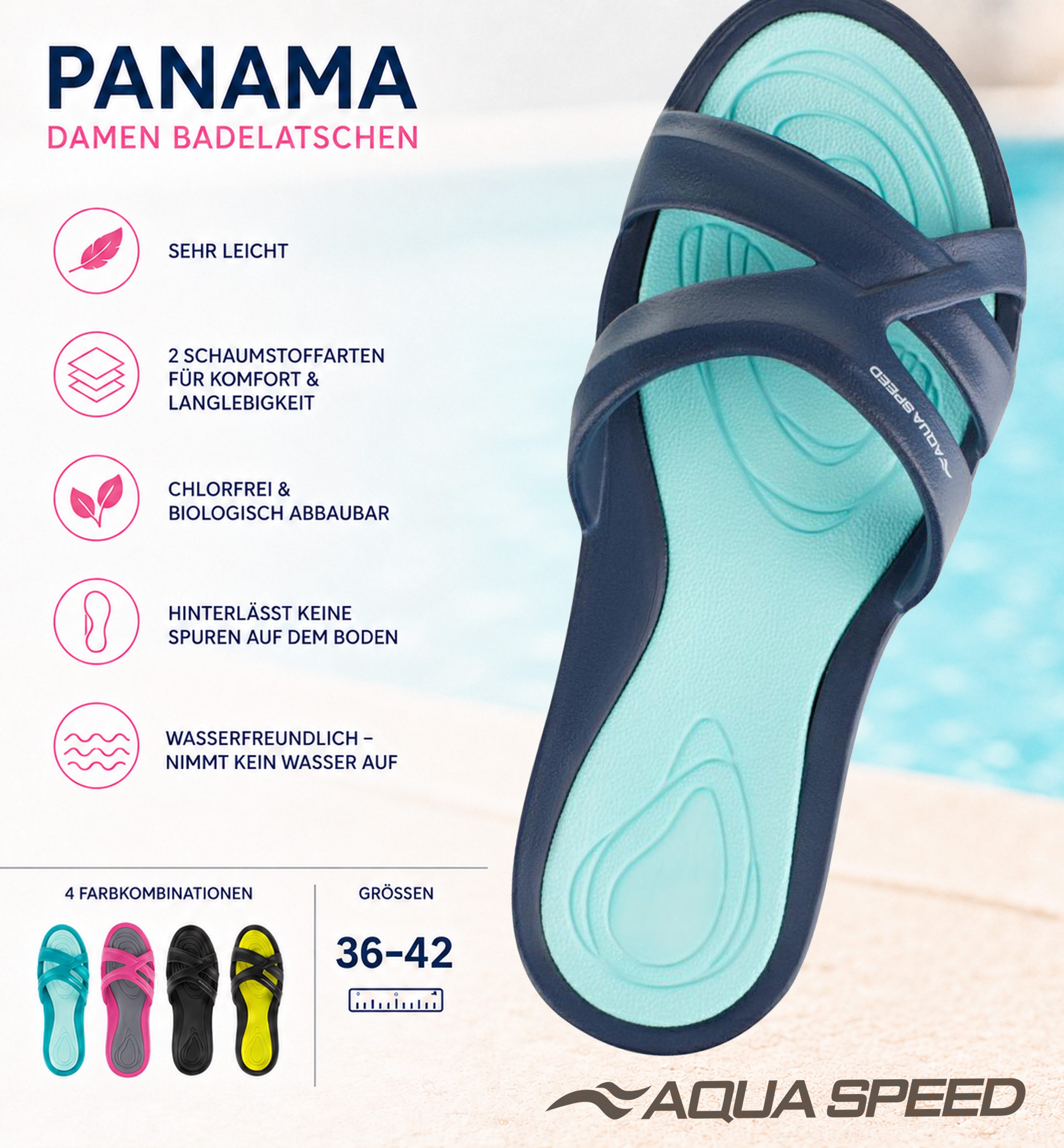 Aqua Speed Relax-Feeling im Alltag – Rutschfest & schnelltrocknend Gr. 42 Badepantolette (Wellness-Slipper mit Mikrofaser – Für Alltag, Reise & Bad) Inklusive Mikrofaserhandtuch – Praktisch für unterwegs