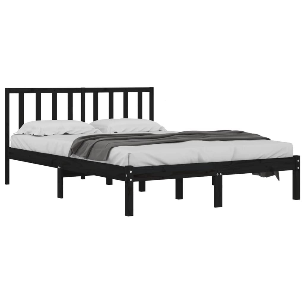 vidaXL Bett Massivholzbett Schwarz Kiefer 200x200 cm
