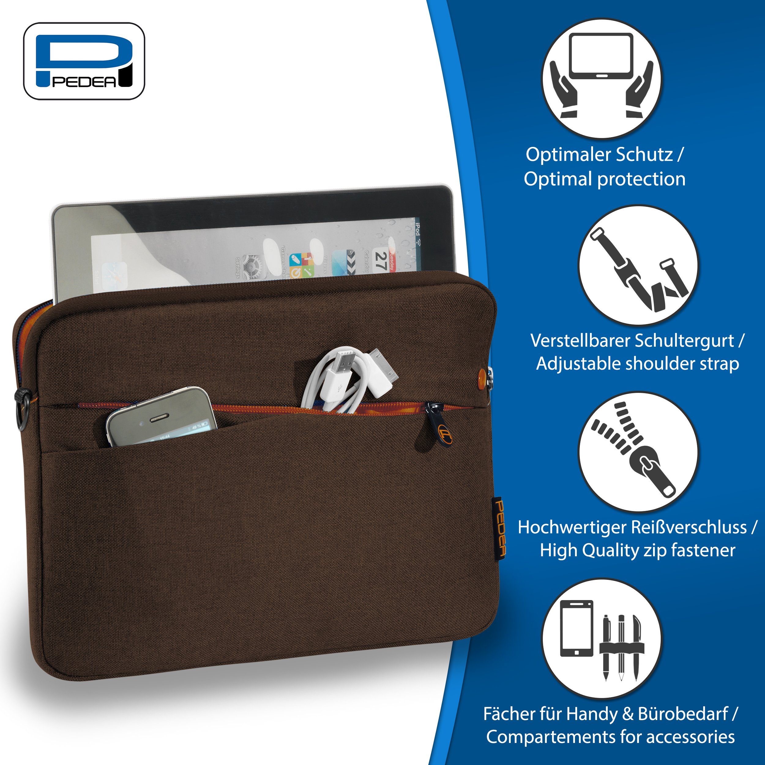 PEDEA Tablettasche FASHION Tablet Hülle mit Polsterung 12,9 / 13 Zoll, Gepolstert mit weichem Innenfutter