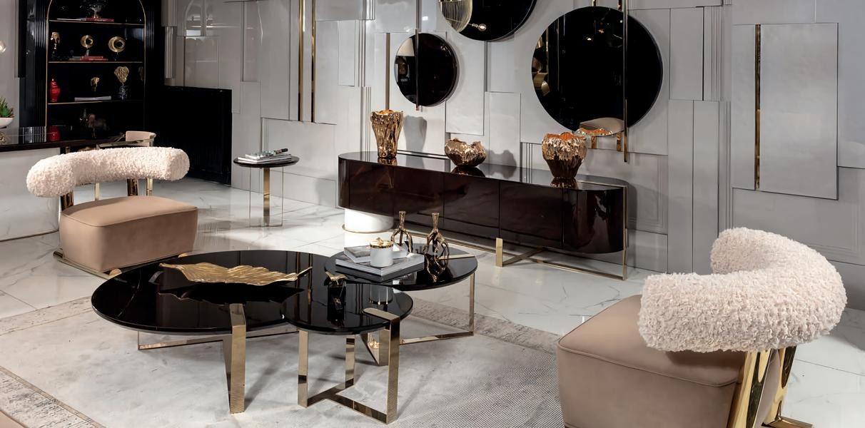 JVmoebel Polstergarnitur Beige Wohnzimmer Set mit Sessel, Couchtisch und Sideboard von JV Möbel, (Set, 4-tlg), Made in Europa