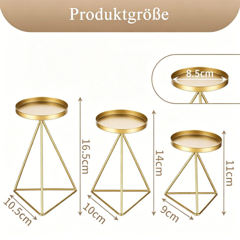 AFKSMILE Kerzenständer Kerzenleuchter Metall 3er Set, Eisen Kerzenhalter für Stumpenkerzen, Vintage Kerzen Ständer Tischdeko für Hochzeit Wohnzimmer Weihnachten – Bild 2 von 5