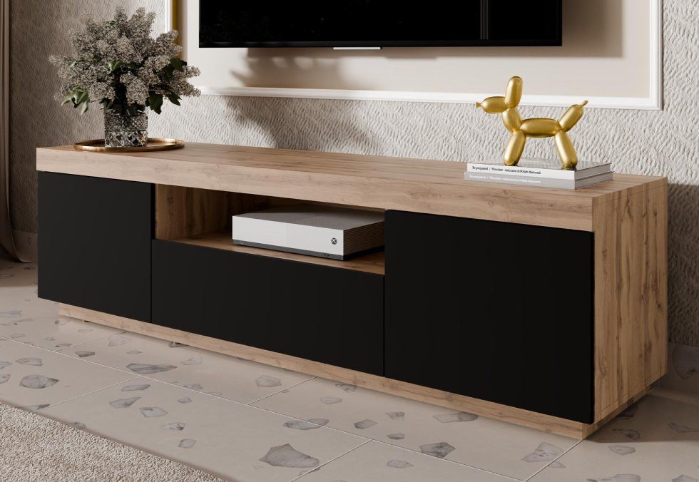 ALLHOUSE24 TV-Schrank WIXI - Wotan Eiche - Front-Weiß oder Schwarz TV-Board günstig online kaufen