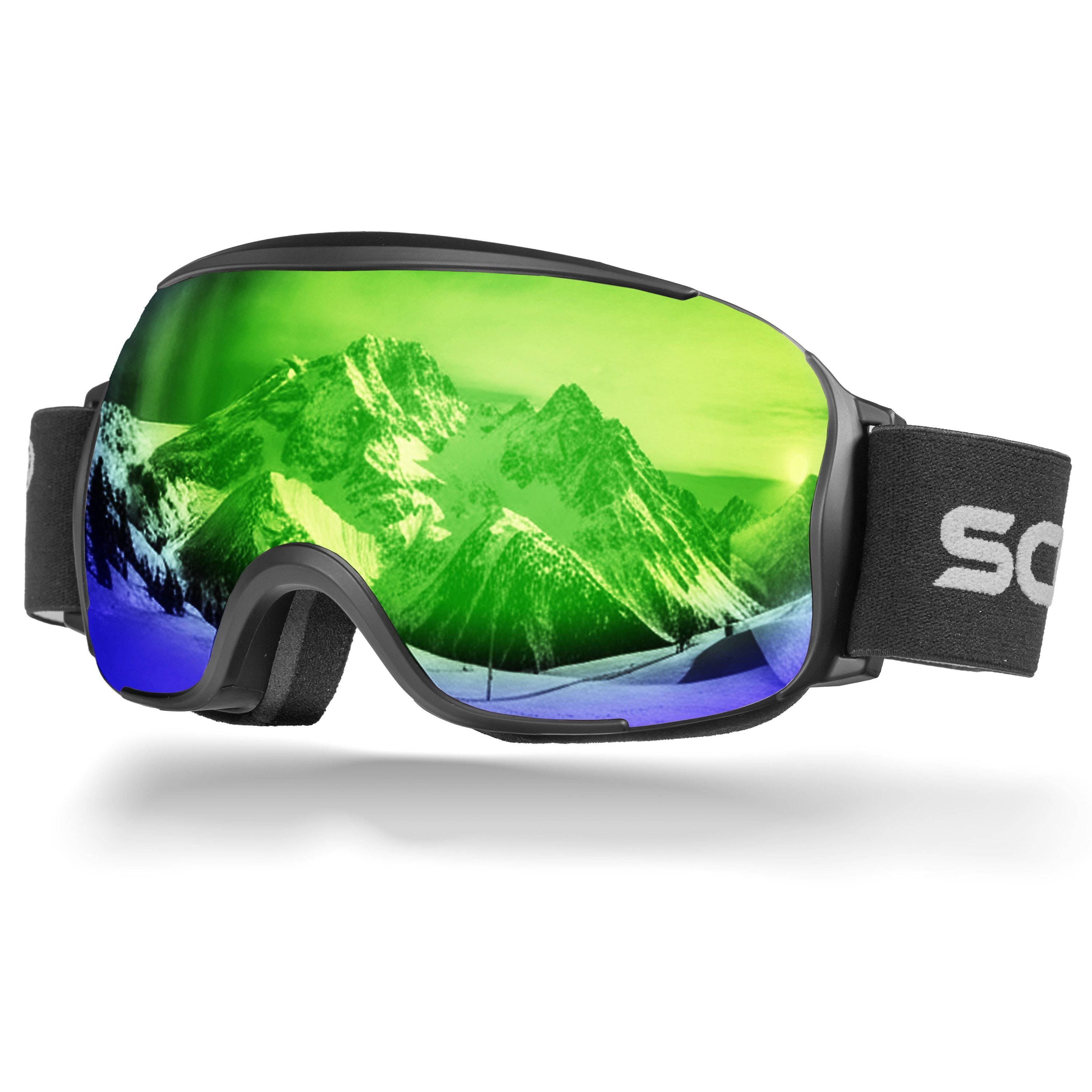 SCHNORR Sportbrille Schnorr Skibrille Kryos - Sphärisch, Grün (S3), Full REVO, Anti-Fog, (1-St), Full REVO-Beschichtung Grün (S3)