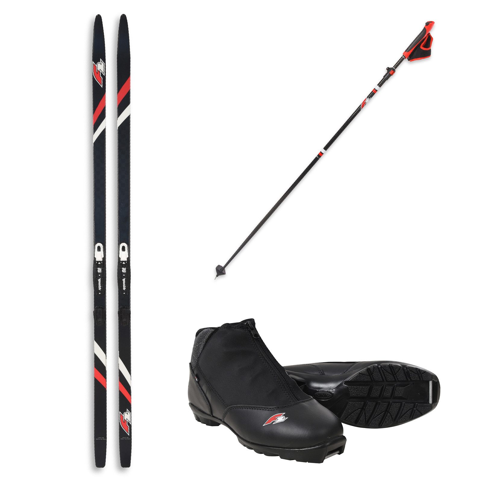 F2 Ski F2 Set Langlaufski Ride Pro CC 200cm+Schuhe Ride CC Gr. 47 +Skistock 1