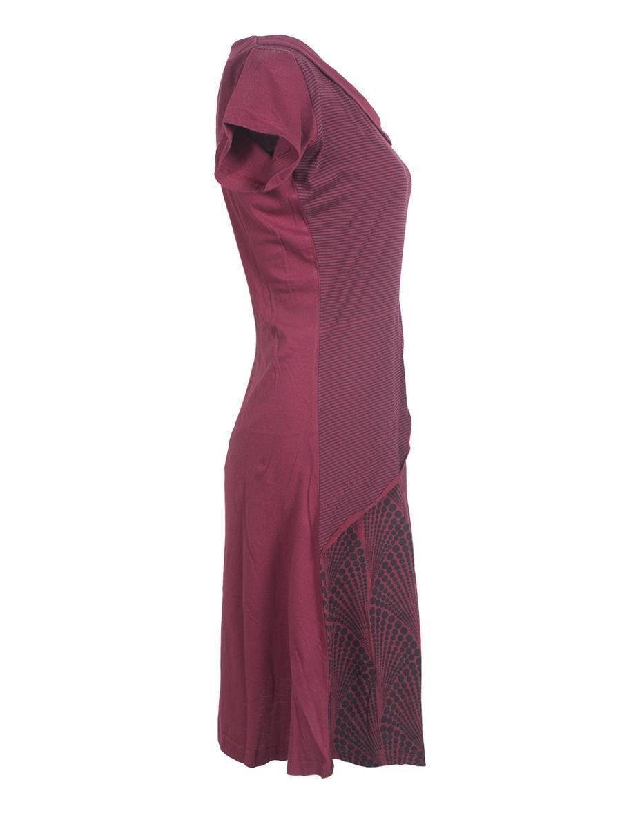 Vishes Tunikakleid Kurzarm Lagenlook Kleid Streifen Punkte Muster Boho, Elfen, Goa, Hippie Style