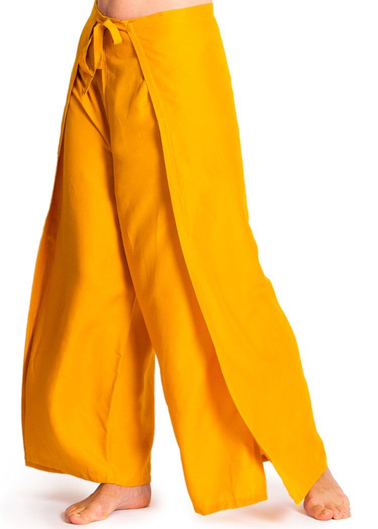 Wickelhose Boho – natürliche Hose einfarbig Palazzohose golden Pareo Sunshine Haremshose langer Stoffhose Viskose Hosenrock Pants PANASIAM